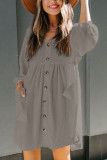 Fashion Casual Solid Split Joint V Neck A Line Dresses
