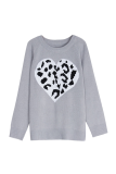 Casual Print Split Joint O Neck Tops Sweater