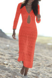 Fashion Vacation Solid Hollowed Out Swimwears Cover Up
