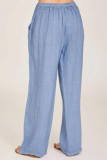 Fashion Casual Solid Pocket Loose High Waist Wide Leg Bottoms