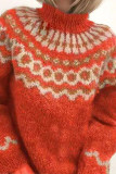 Fashion Casual Print Split Joint Turtleneck Tops