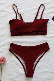 Fashion Simplicity Solid Split Joint Swimwears