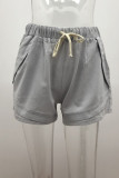 Fashion Casual Solid Pocket Loose High Waist Straight Bottoms