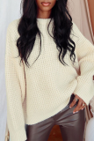 Casual Striped Solid Basic O Neck Tops Sweater