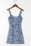 Fashion Street Print Split Joint V Neck Wrapped Skirt Dresses