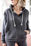 Fashion Casual Solid Split Joint Hooded Collar Tops