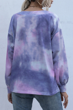 Casual Tie Dye Buckle V Neck Tops