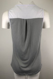 Fashion Casual Solid Split Joint V Neck Tops