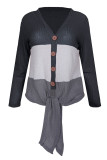 Fashion Casual Solid Split Joint V Neck T-Shirts