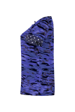 Casual Street Camouflage Print Hollowed Out Split Joint V Neck T-Shirts