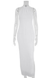 Fashion Street Solid Slit Halter Pencil Skirt Dresses