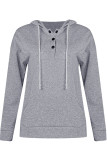 Fashion Casual Solid Split Joint Hooded Collar Tops