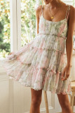 Fashion Bohemian Print Split Joint Spaghetti Strap Beach Dresses