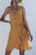 Fashion Sexy Print Split Joint Flounce V Neck Irregular Dresses