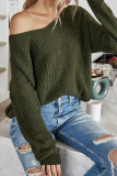 Casual Solid Hollowed Out Cross Straps O Neck Tops Sweater