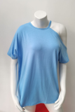 Casual Solid Split Joint Asymmetrical Collar T-Shirts