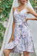 Sweet Floral Split Joint With Belt V Neck A Line Dresses