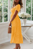 Fashion Street Print Split Joint Square Collar A Line Dresses