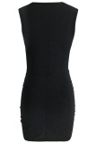 Fashion Street Solid Split Joint O Neck Wrapped Skirt Dresses