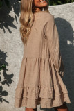Fashion Casual Solid Split Joint V Neck Cake Skirt Dresses