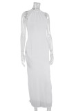 Fashion Street Solid Slit Halter Pencil Skirt Dresses