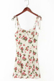 Fashion Street Print Split Joint Spaghetti Strap A Line Dresses