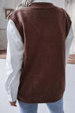 Casual Solid Split Joint V Neck Tops