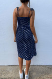 Fashion Bohemian Dot Slit Spaghetti Strap Printed Dresses