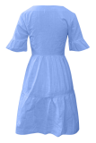 Casual Solid Split Joint Pocket V Neck A Line Dresses