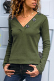 Fashion Sexy Adult Solid Split Joint Pullovers V Neck Tops