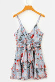 Fashion Sweet Print Frenulum V Neck Printed Dresses
