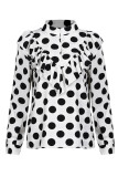 Fashion Casual Polka Dot Split Joint O Neck Tops