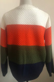 Fashion Casual Striped Split Joint O Neck Tops