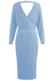 Fashion Street Solid Split Joint V Neck Irregular Dresses