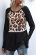 Casual Leopard Split Joint O Neck Tops