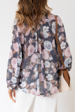 Elegant Floral Buckle V Neck Tops