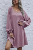 Fashion Casual Solid O Neck Long Sleeve Dress Dresses