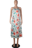 Fashion Street Print Backless Spaghetti Strap Princess Dresses