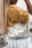 Casual Patchwork Hollowed Out Contrast V Neck Tops Sweater