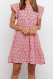 Elegant Floral Split Joint O Neck A Line Dresses
