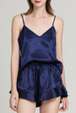 Fashion Living Solid Split Joint V Neck Sleeveless Two Pieces