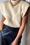 Fashion Casual Solid Split Joint Turtleneck Tops