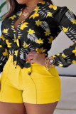 Fashion Street Print Mandarin Collar Tops