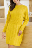 Fashion Daily Adult Solid O Neck Long Sleeve Knee Length Long Sleeve Dress Dresses