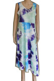 Fashion Street Tie Dye Split Joint O Neck A Line Dresses