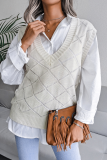 Casual Solid Hollowed Out V Neck Tops Sweater