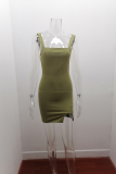Sexy Solid Backless Pullovers Strap Dress Dresses