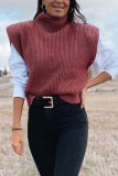 Fashion Casual Solid Split Joint Turtleneck Tops