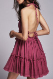 Fashion Street Polka Dot Split Joint V Neck Irregular Dresses