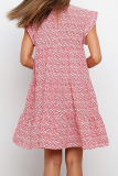 Elegant Floral Split Joint O Neck A Line Dresses
